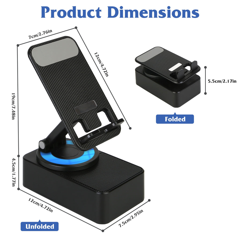 1Pc 4 En 1 haut-parleur sans fil pliable Support de téléphone avec Power Bank 360Degree Support rotatif