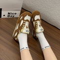 Retro Style Couleur Blocked Round Toe Dentelle Up Allemand Chaussures de formation pour femmes au printemps