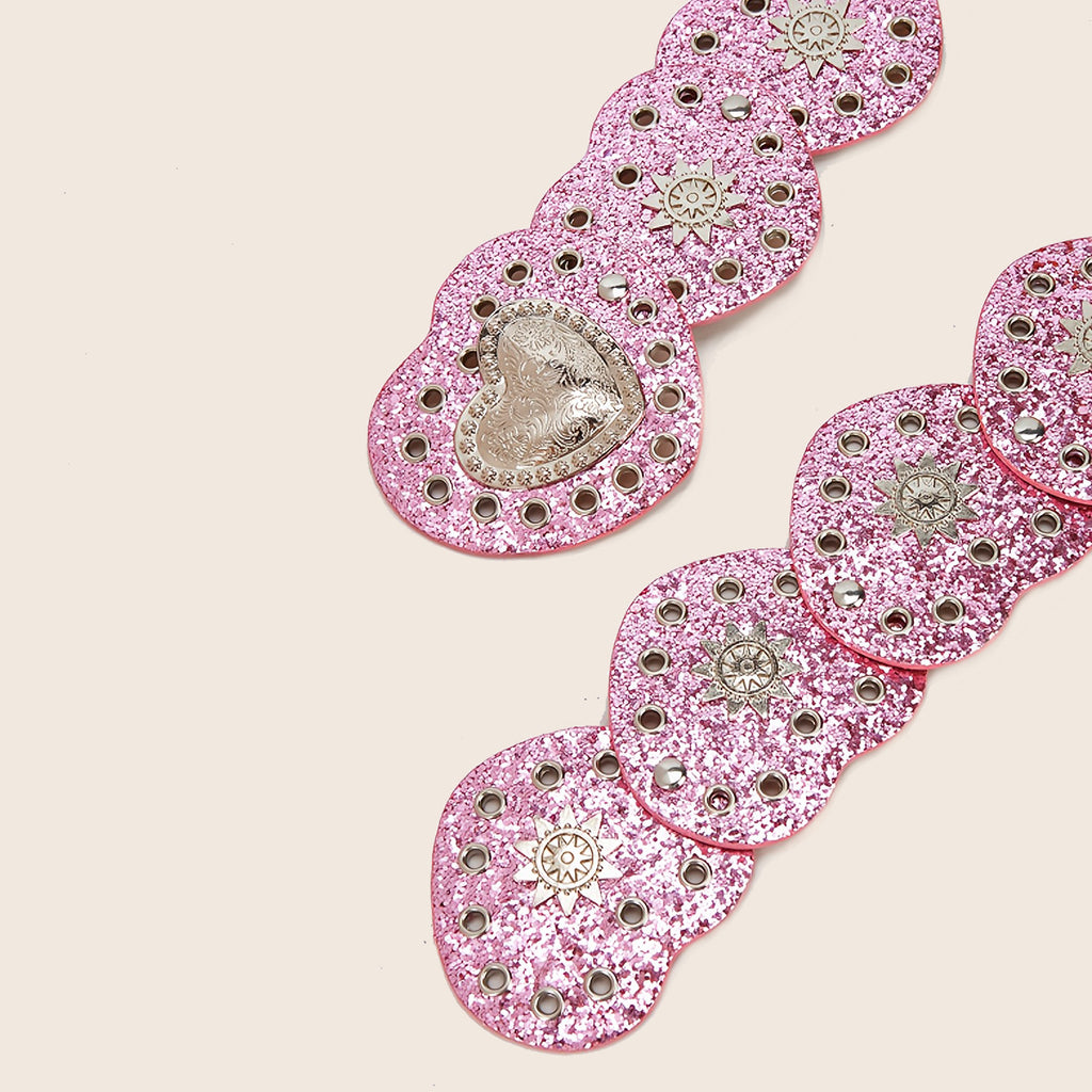Ceinture en forme de coeur brillant