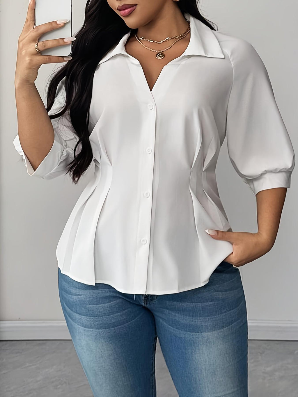 Plus-taille femmes Blouse Springsummer Style