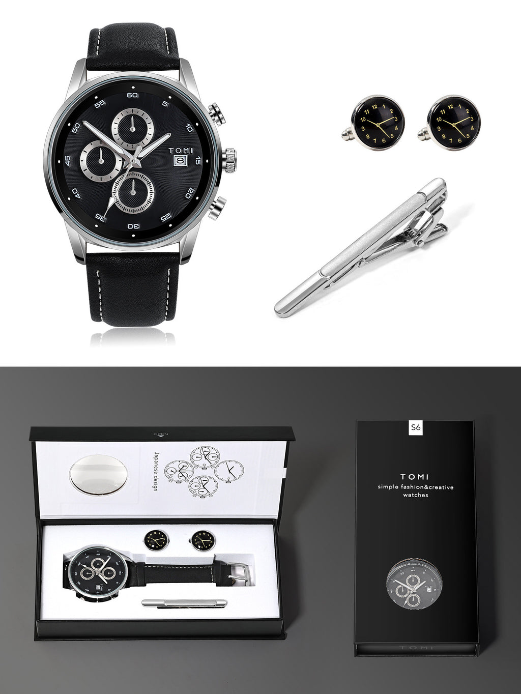 Ensemble de Cadeaux Montres Quartz Affaires Hommes