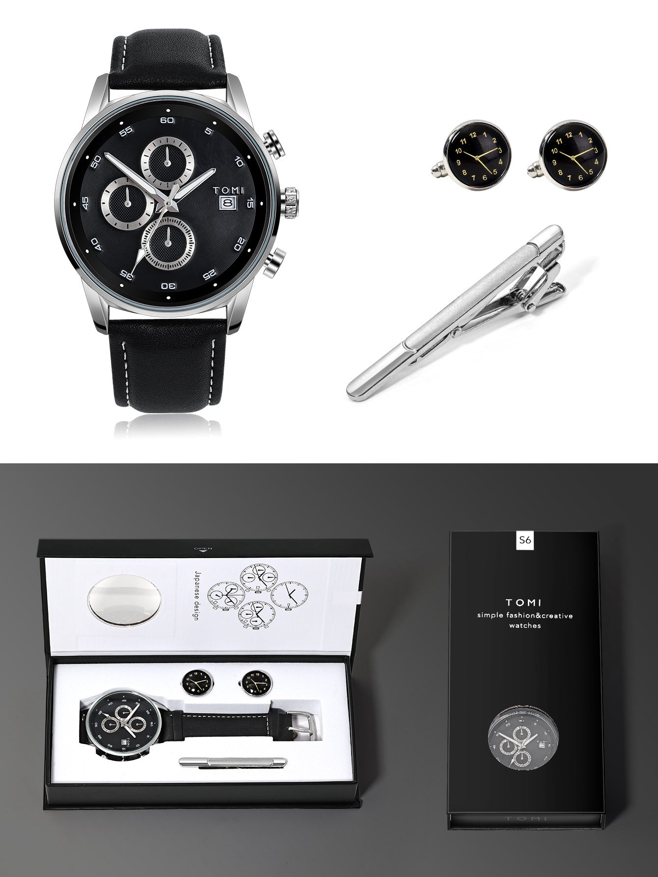 Ensemble de Cadeaux Montres Quartz Affaires Hommes