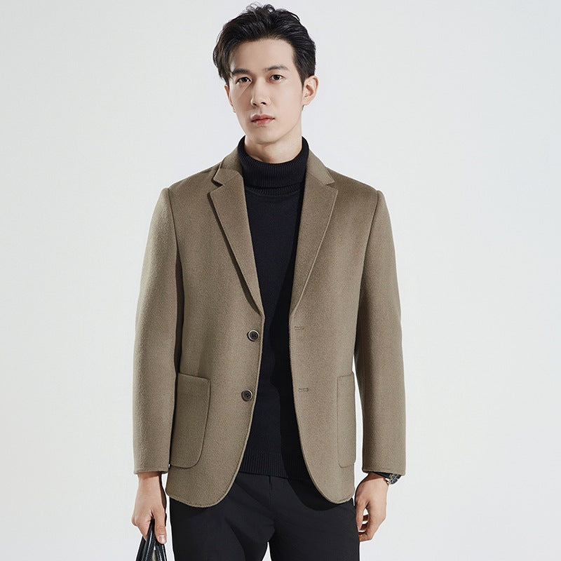 Manteau simple en laine à double face pour les affaires