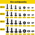 2200PCS M2 M3 M4 M5 Vis métriques Kit d'assortiment hexagonal Bouton de tête de socket Machine à vis