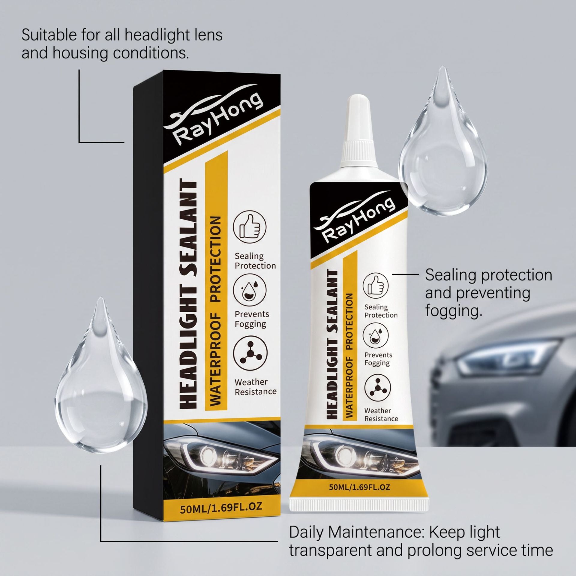 Automobile phare étanche à l'humidité Et scellant antipoussière