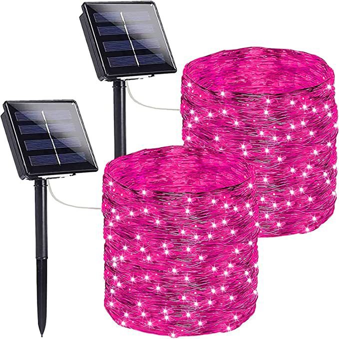 LED solaire en cuivre fil lampe Huit fonction chaîne de lumière