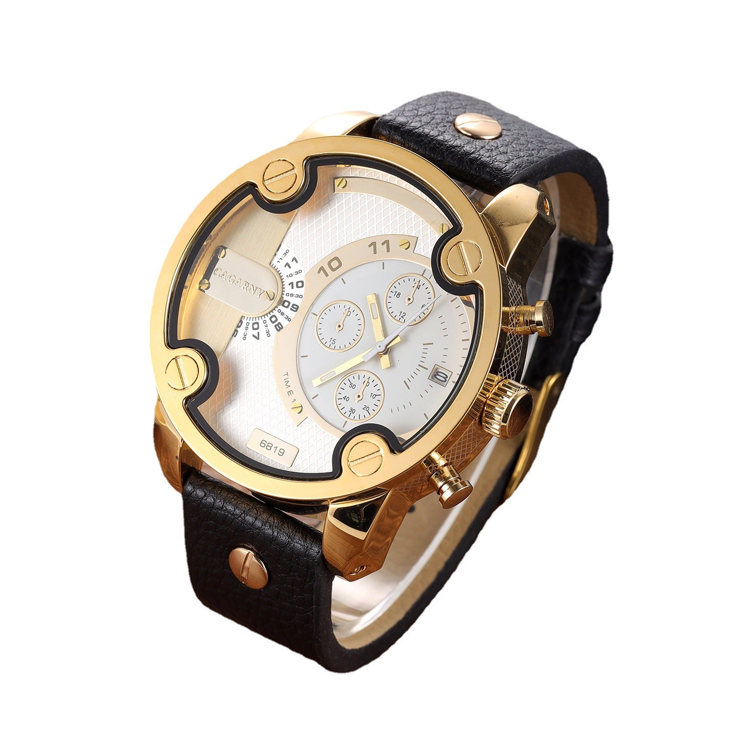 Grande Cadran Montres Quartz Calendrier Ceinture Style Montres Wrist Homme