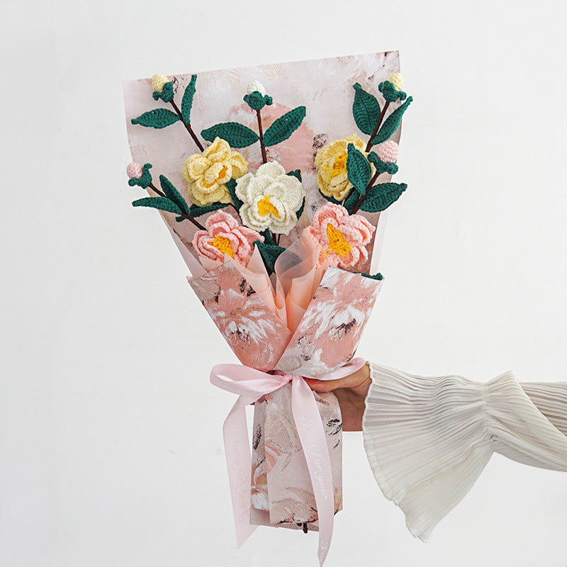 Fleurs artificielles tricotées Bouquet de simulation New-Style de Camellias