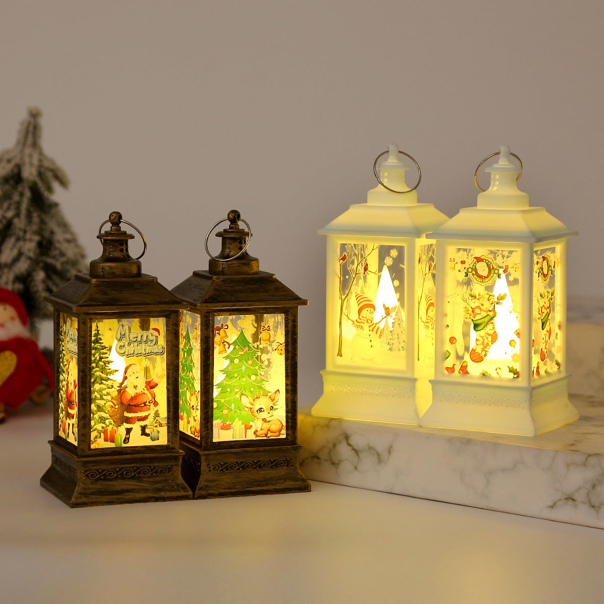 Décorations de Noël Vieil homme Arbre de Noël Snowman Noël Bas Éléments Vent Lam