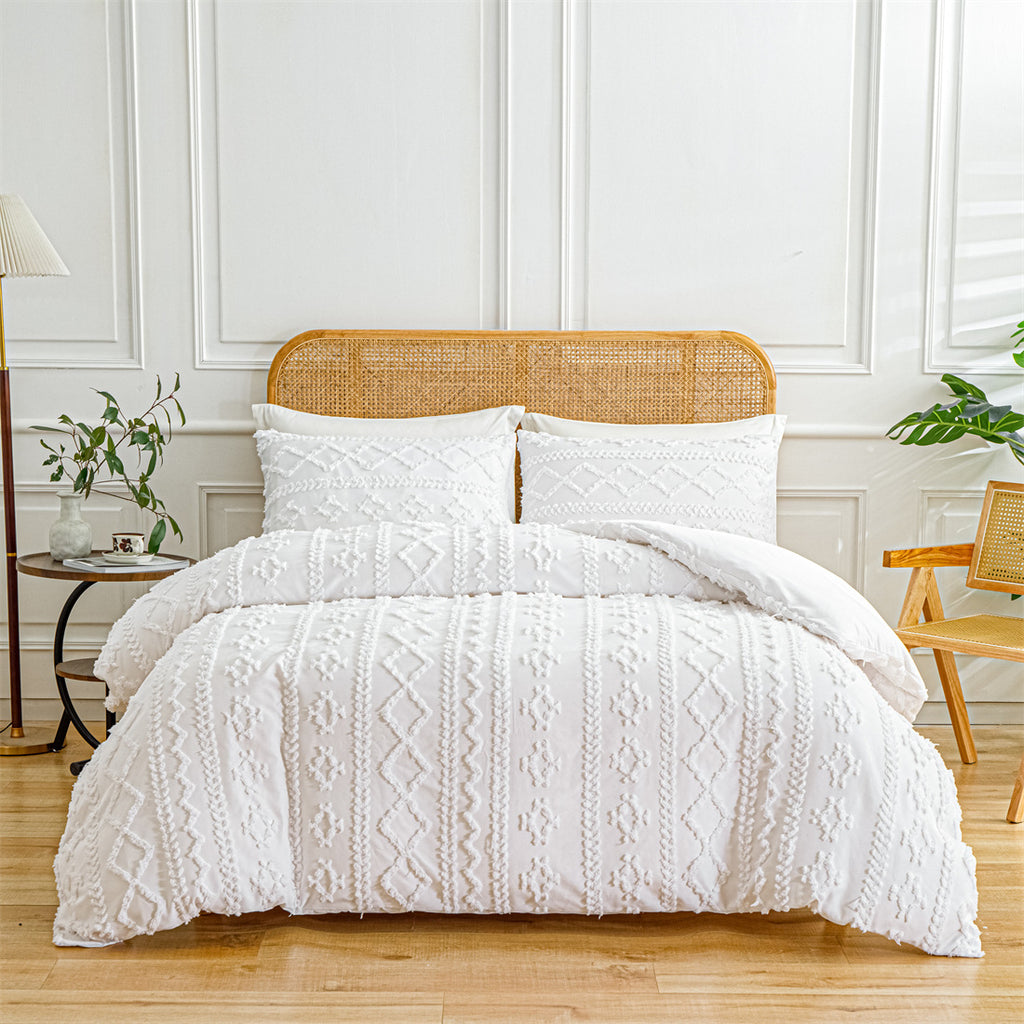 Fournitures européennes et américaines Cut Flower Tufted Plain Quilt Set