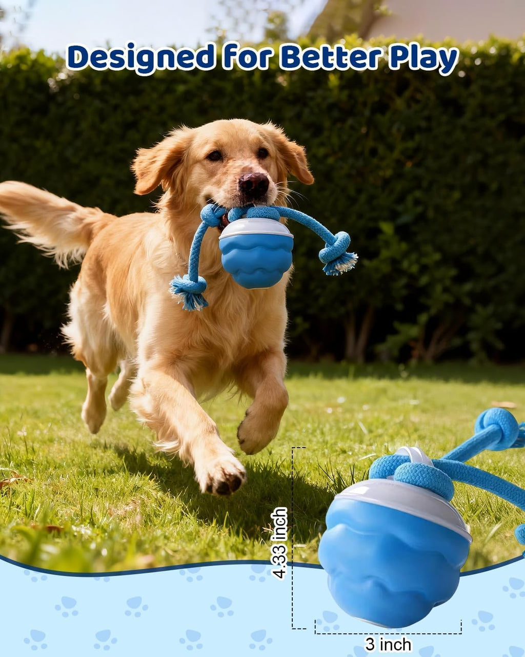 Jouets interactifs pour chiens avec corde -Smart Dog Ball Son de barking intégré