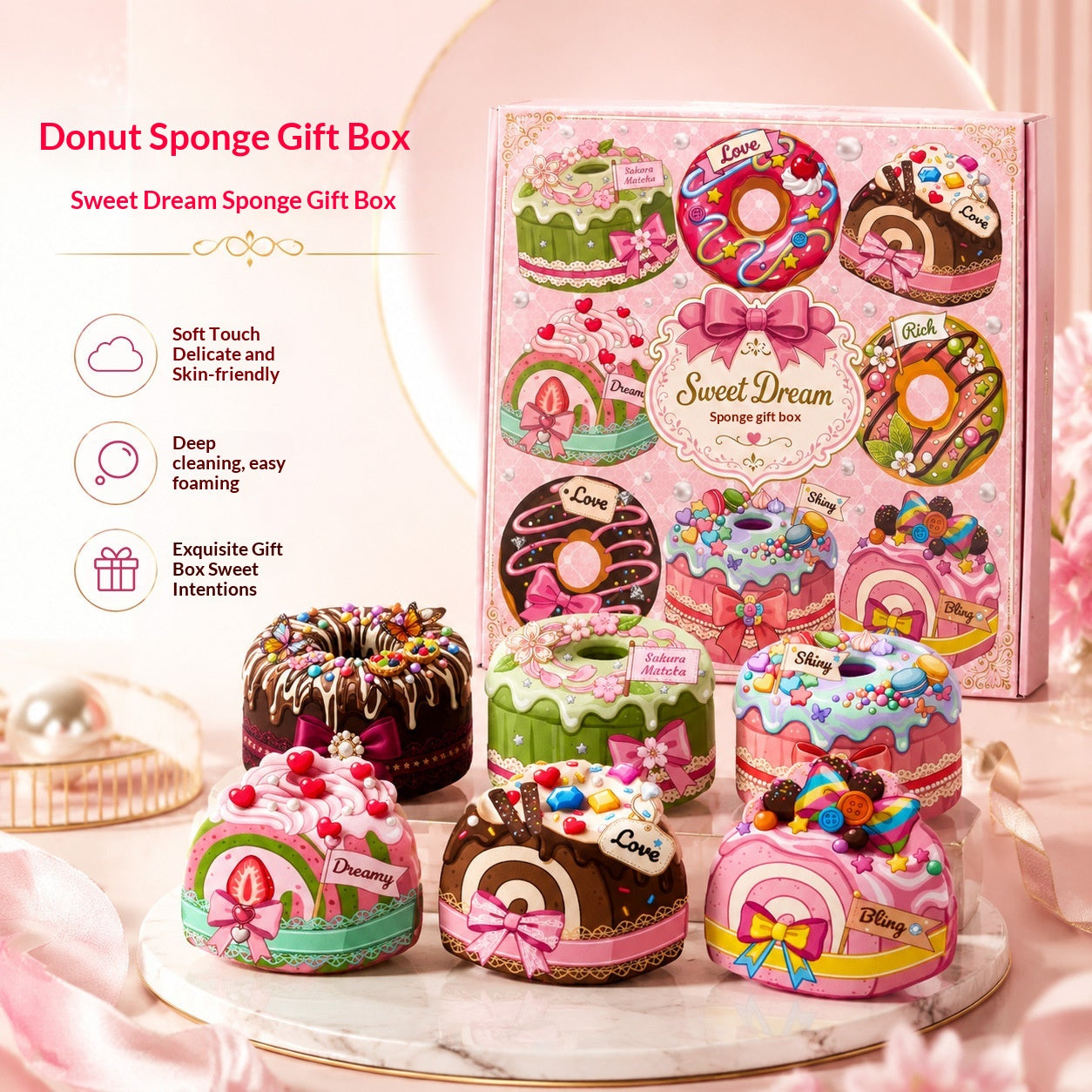 Boîte cadeau créative à éponge en forme de donut