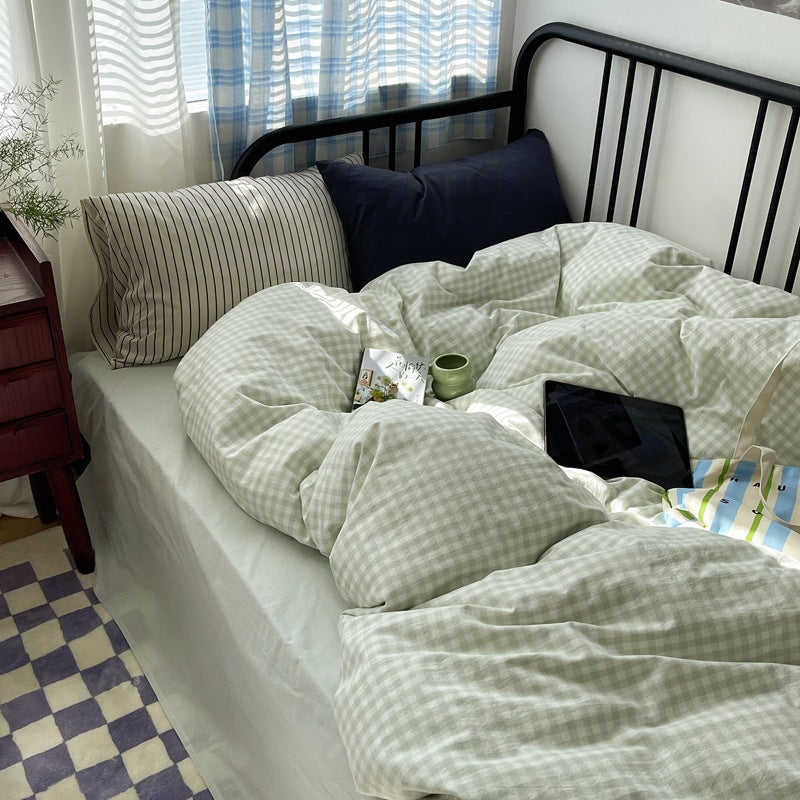 Feuille de lit en coton et couverture de couette Ensemble de quatre pièces