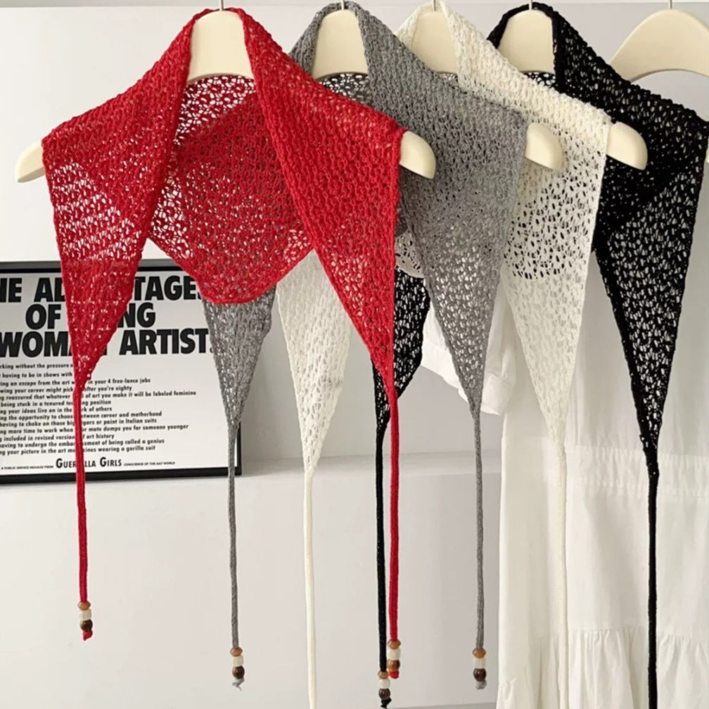 Têtes de châle triangulaire à mailles creuses