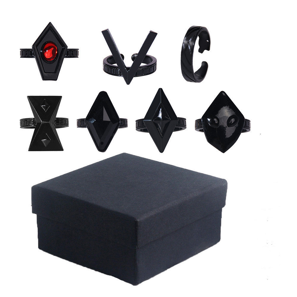Ensemble d'anneau noir exquis de noix