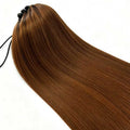 Droite Poneytail Extension Drawstring Ombre Brown LongClip-in Coiffure pour les femmes noires S