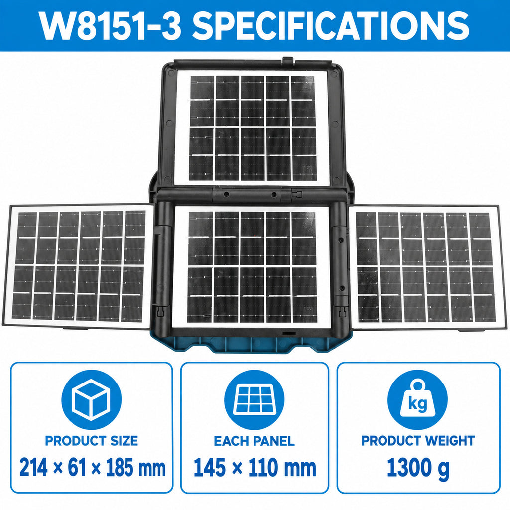 Puissance solaire Rechargeable Display Batterie Power Bank Fonction LED Lumière de travail W8151 3 Bleu