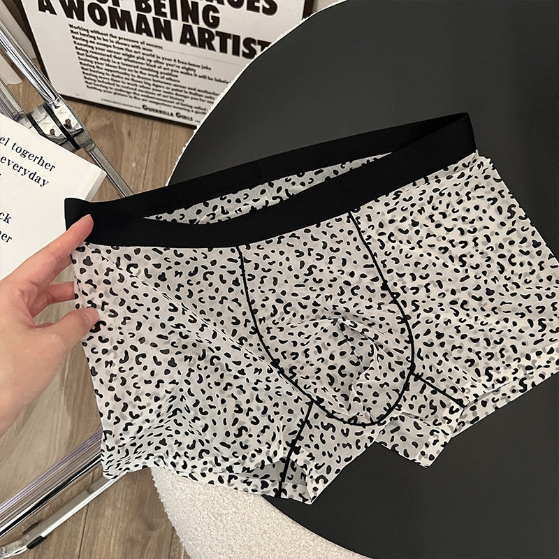 Leopard-print Entièrement transparent Crotch Breathable Short