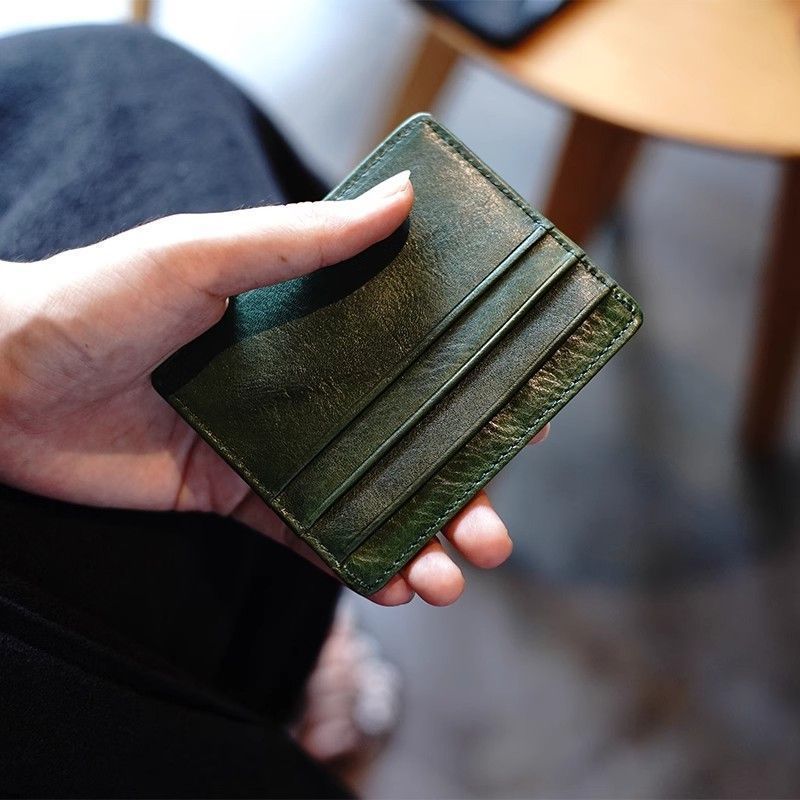 Porte-cartes rétro grande capacité en cuir ciré pour conducteurs Et ID