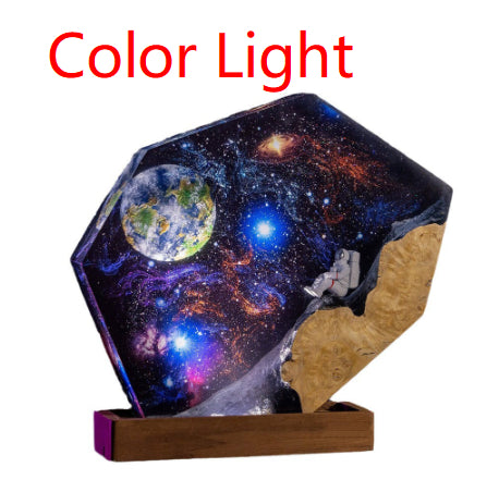 Interstellar Epoxy lampe espace Galaxy résine lumière de nuit en bois