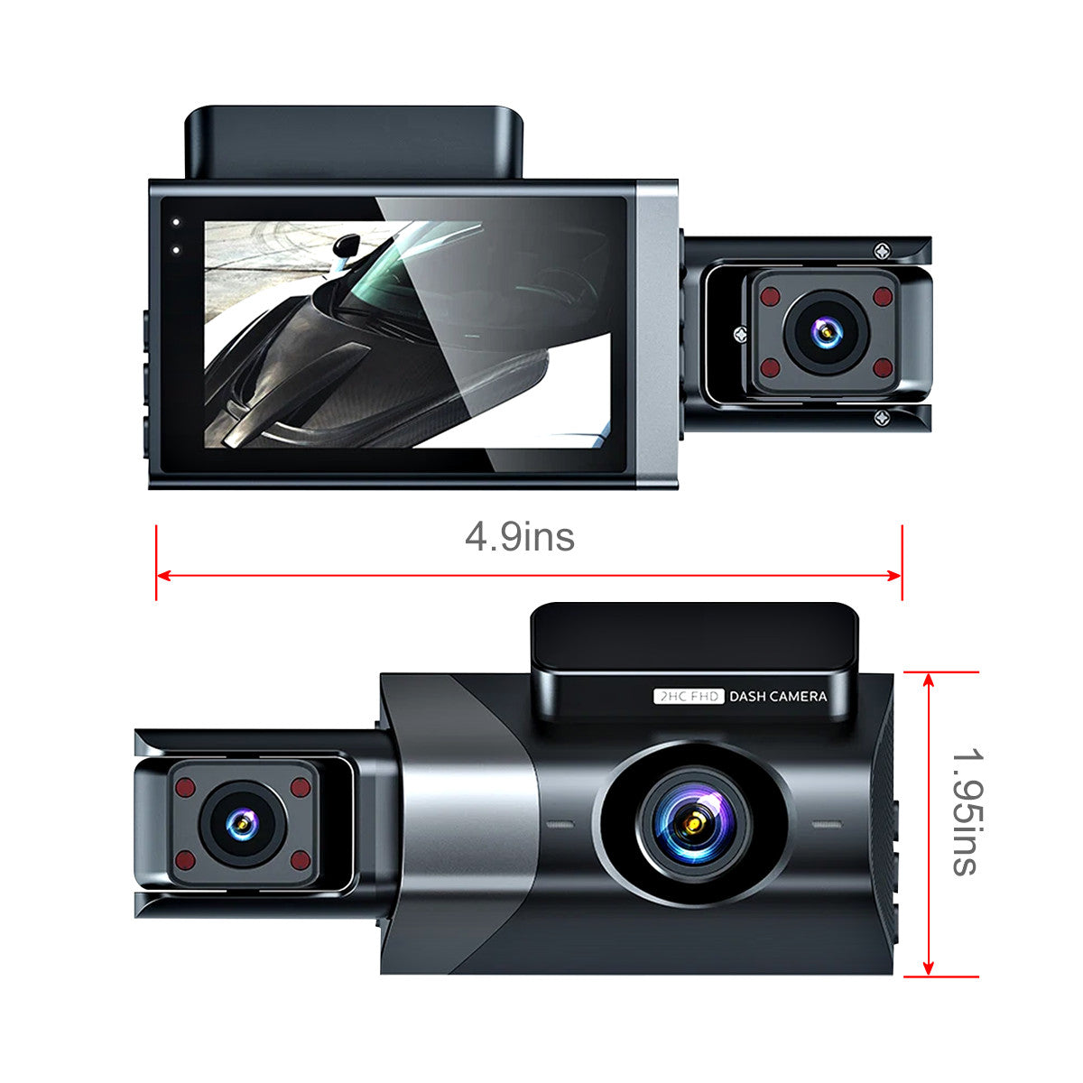 1296P HD Wifi Dash Cam Pro enregistreur de caméra de voiture 3-Lens arrière avant vision de nuit UK