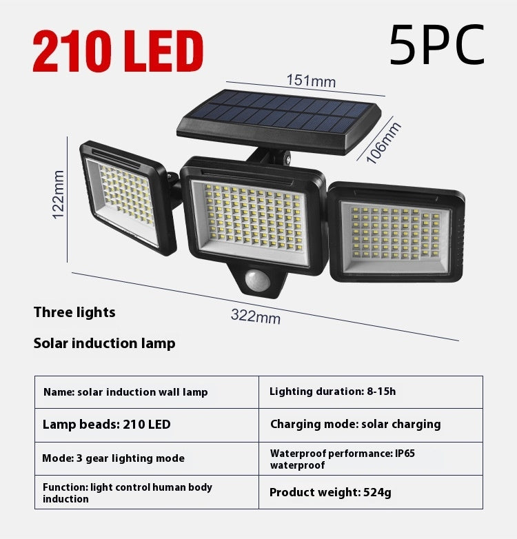 Induction intelligente de la lampe murale solaire extérieure