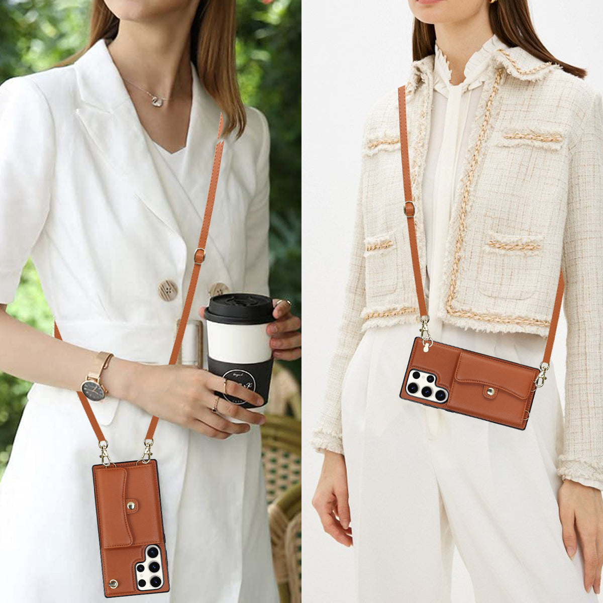 S23Ultra Carte Orgue Boîtier en cuir A13 Crossbody Phone Case