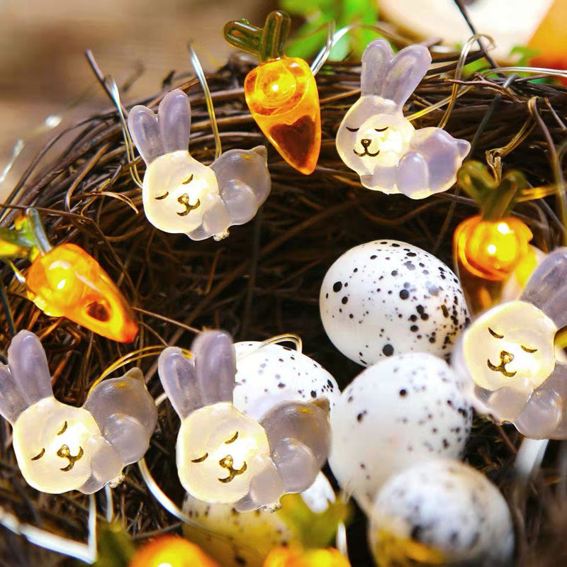 Lapin Carotte Chick et Oeuf de Pâques Lampes de fil de cuivre alimentées par batterie pour la décoration de Pâques
