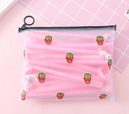 20 Cute Caricature 0.5 Stylos Noir Neutre avec boîtier en stylo