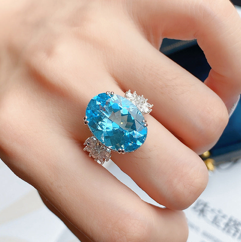 Haut de gamme Grand Carat Marine Blue Diamond Net Red Live Selling Simulation Topaz Full Diamond