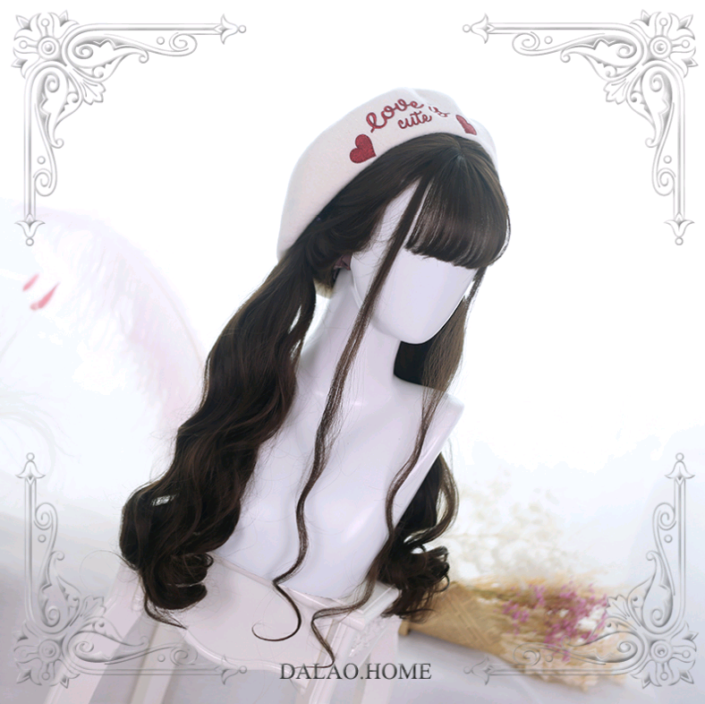 Lolita Long Curly Hair 65cm Black Air Bangs Wig