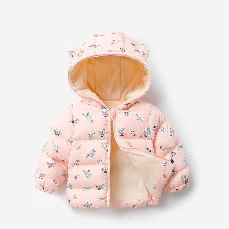 Veste rembourrée en coton avec polaire épais et à capuche pour bébés et tout-petits