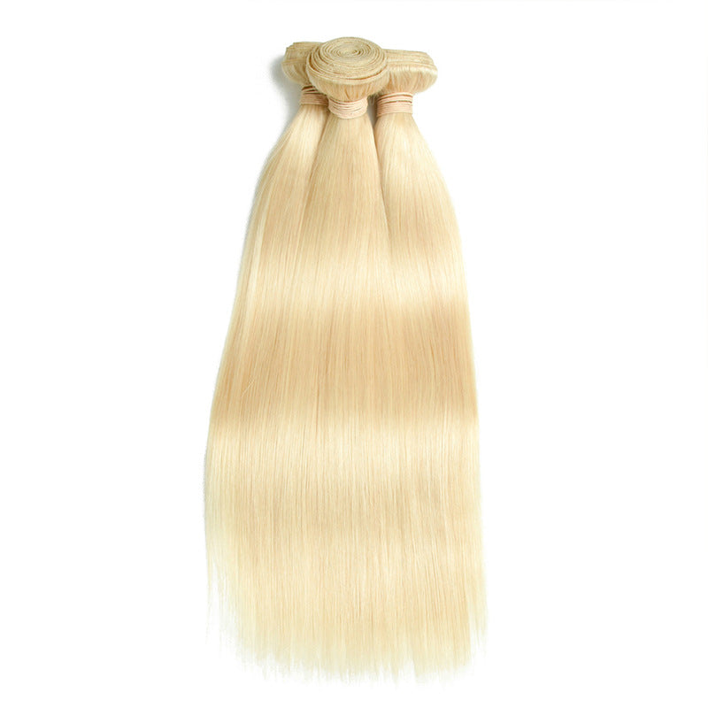 Blond droit vague humain vrai cheveux dorés