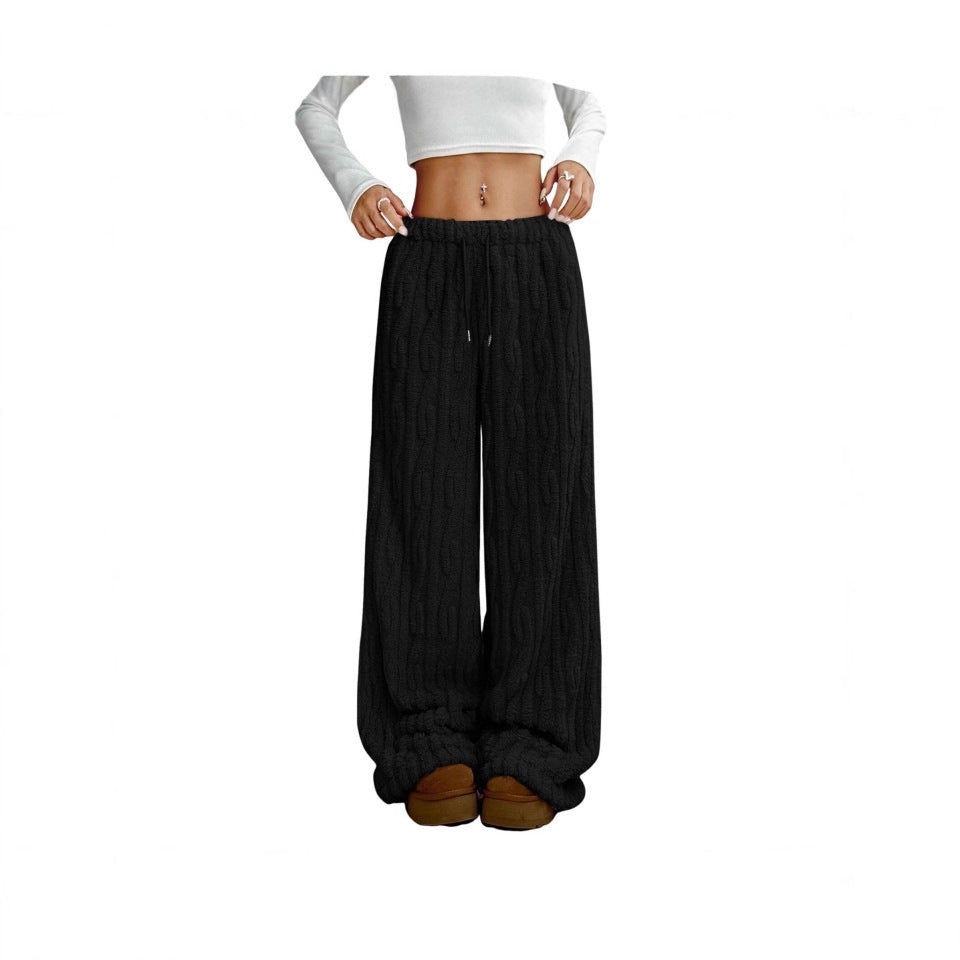 Pantalons en jacquard casual thermique en lace avant