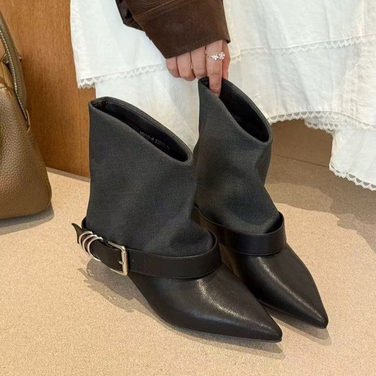 Femmes Edgy Y2K Streetwear Bottes pointues de cheville d'orteil