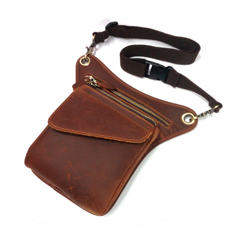 Véritable sac de taille en cuir pour hommes extérieur