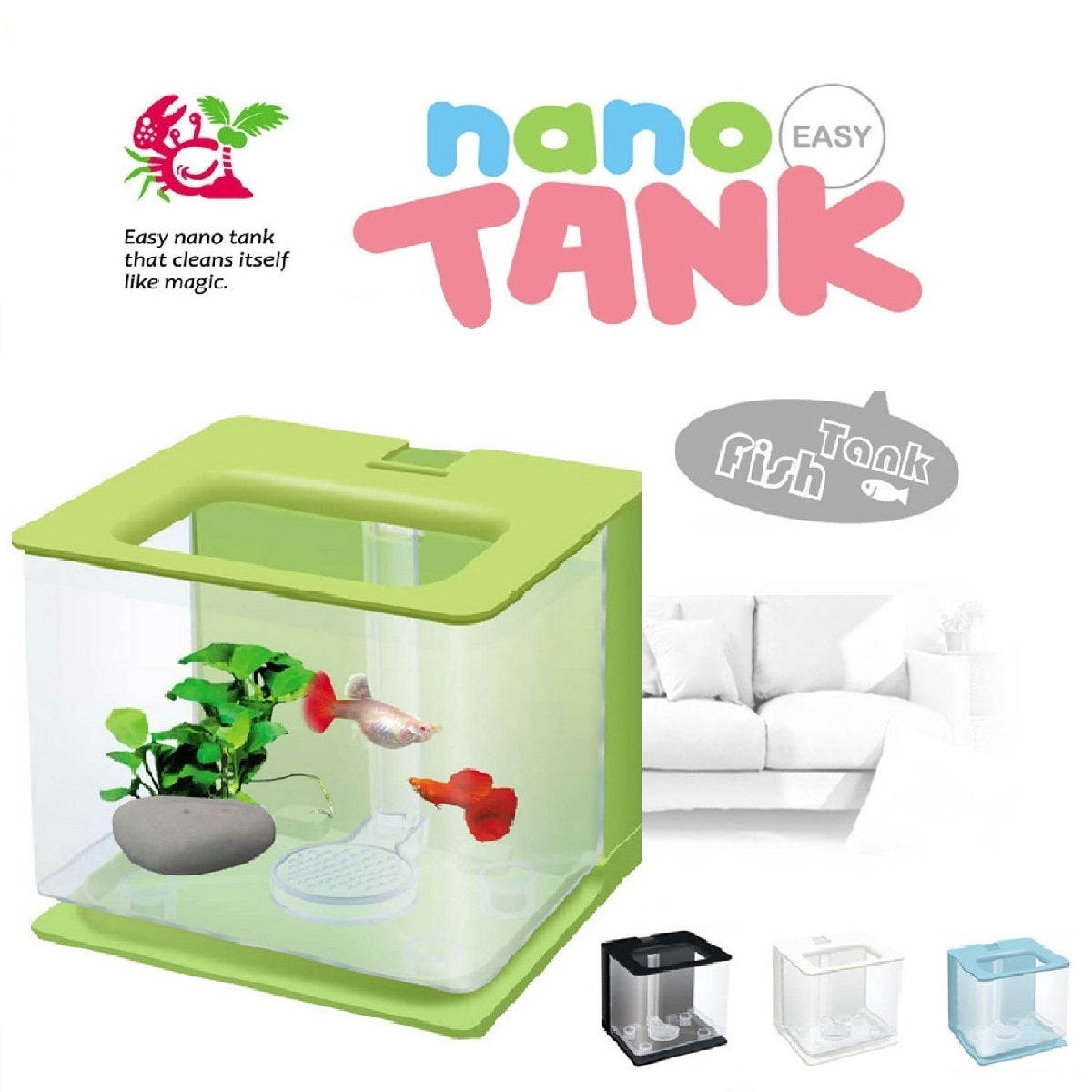 Petit réservoir de poisson autonettoyant