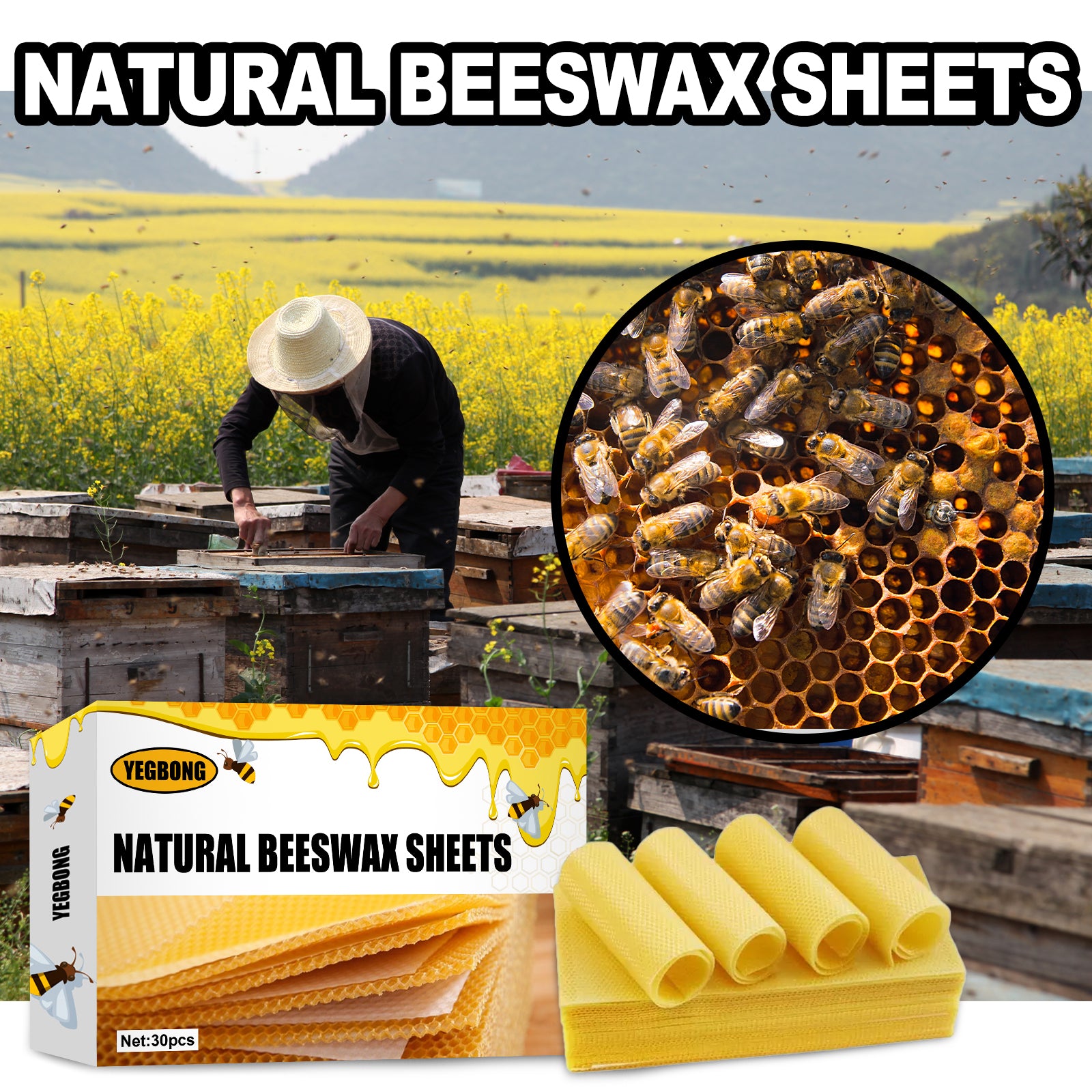 La cire d'abeille Excellent Nest profond Miel Base Comprimés 10pcs-1box