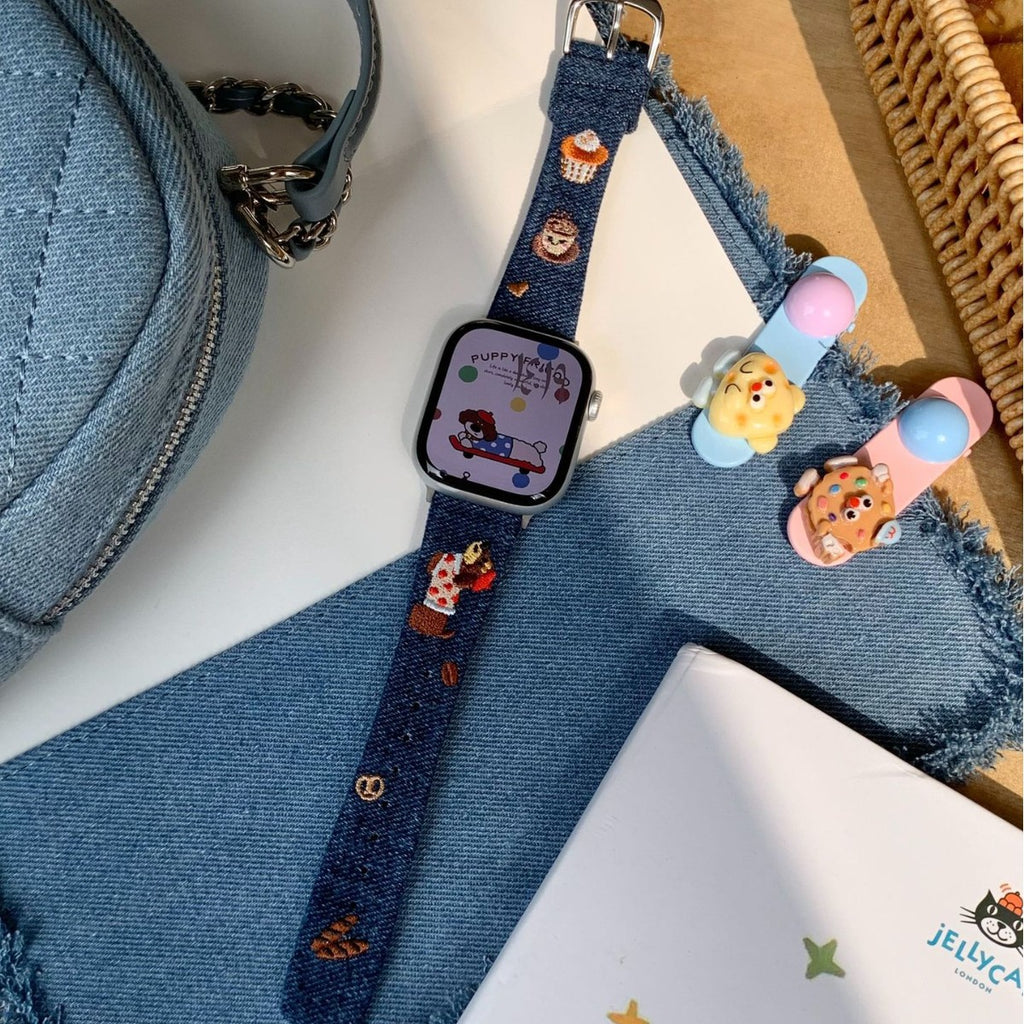 Retro-style Denim Loafers avec une bracelet de montre chiot