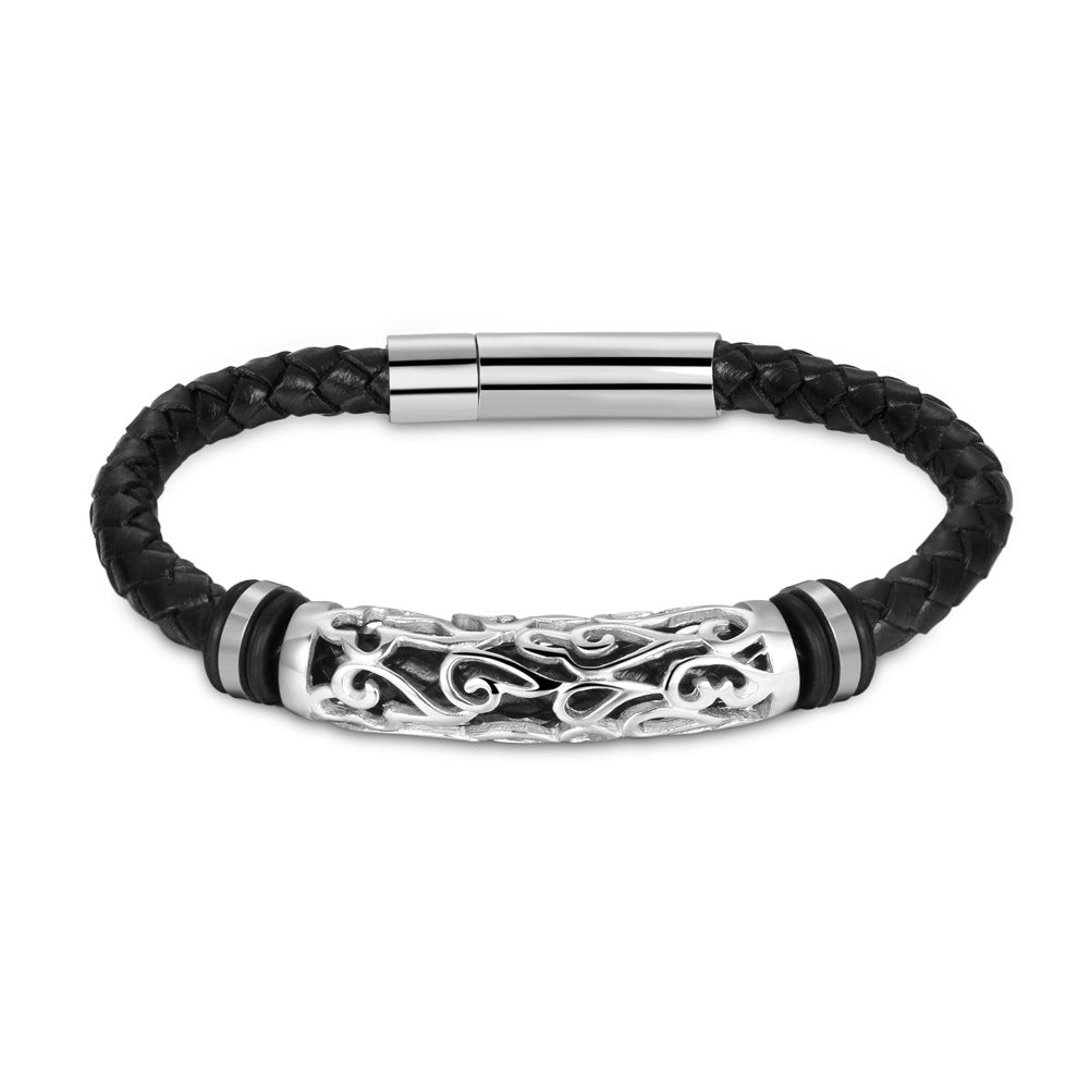 Bracelet en cuir en acier inoxydable punk