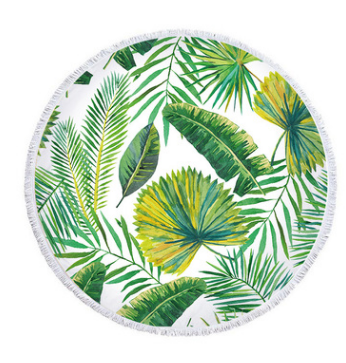 Serviette de plage ronde Feuille de palmiers Serviette de plage Feuille de palmiers Serviette de plage Coussin de châle Microfibre