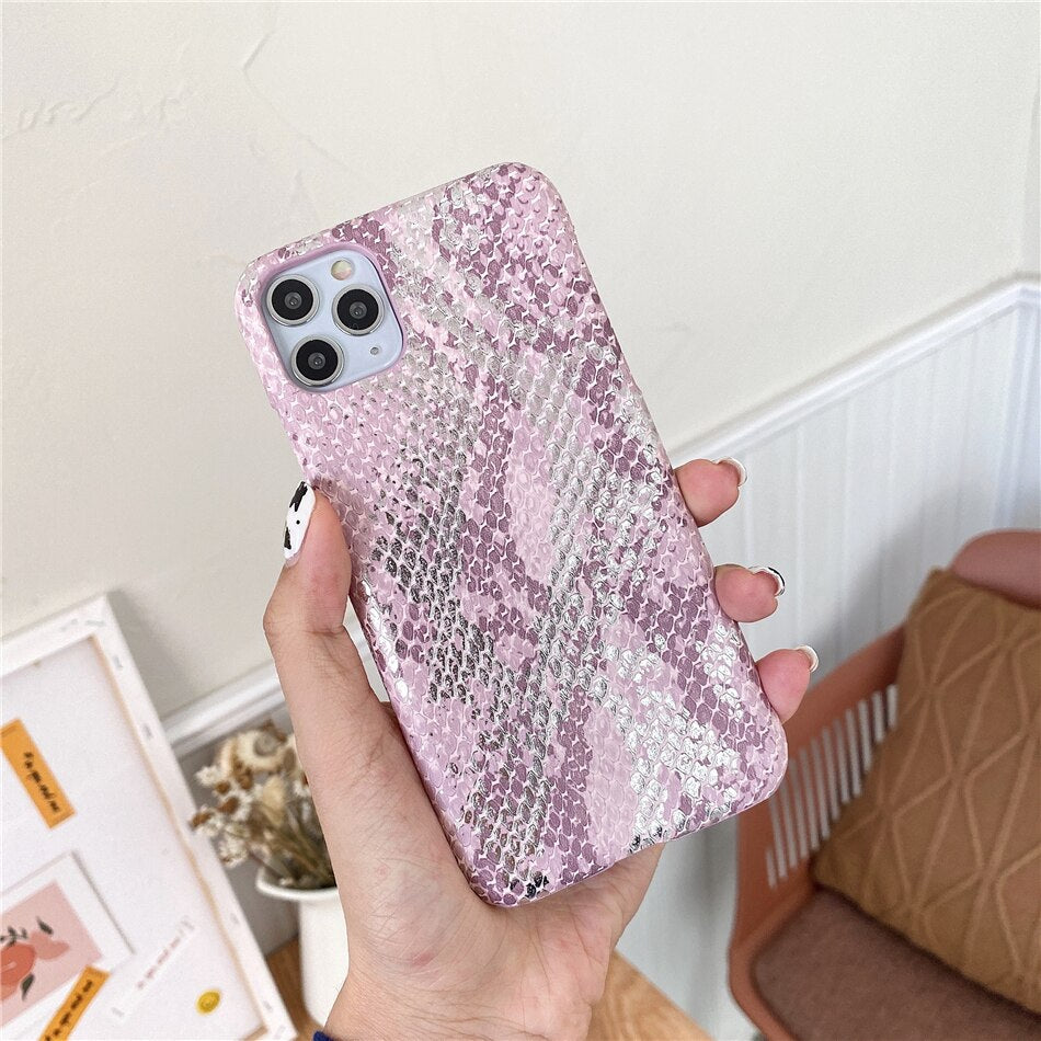 Fille rose peau dorée serpent modèle cas téléphone