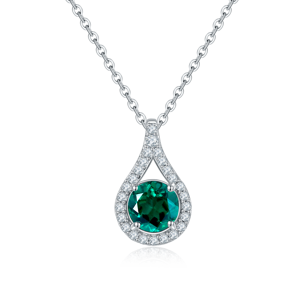 S925 Collier en argent sterling Teardrop Halo