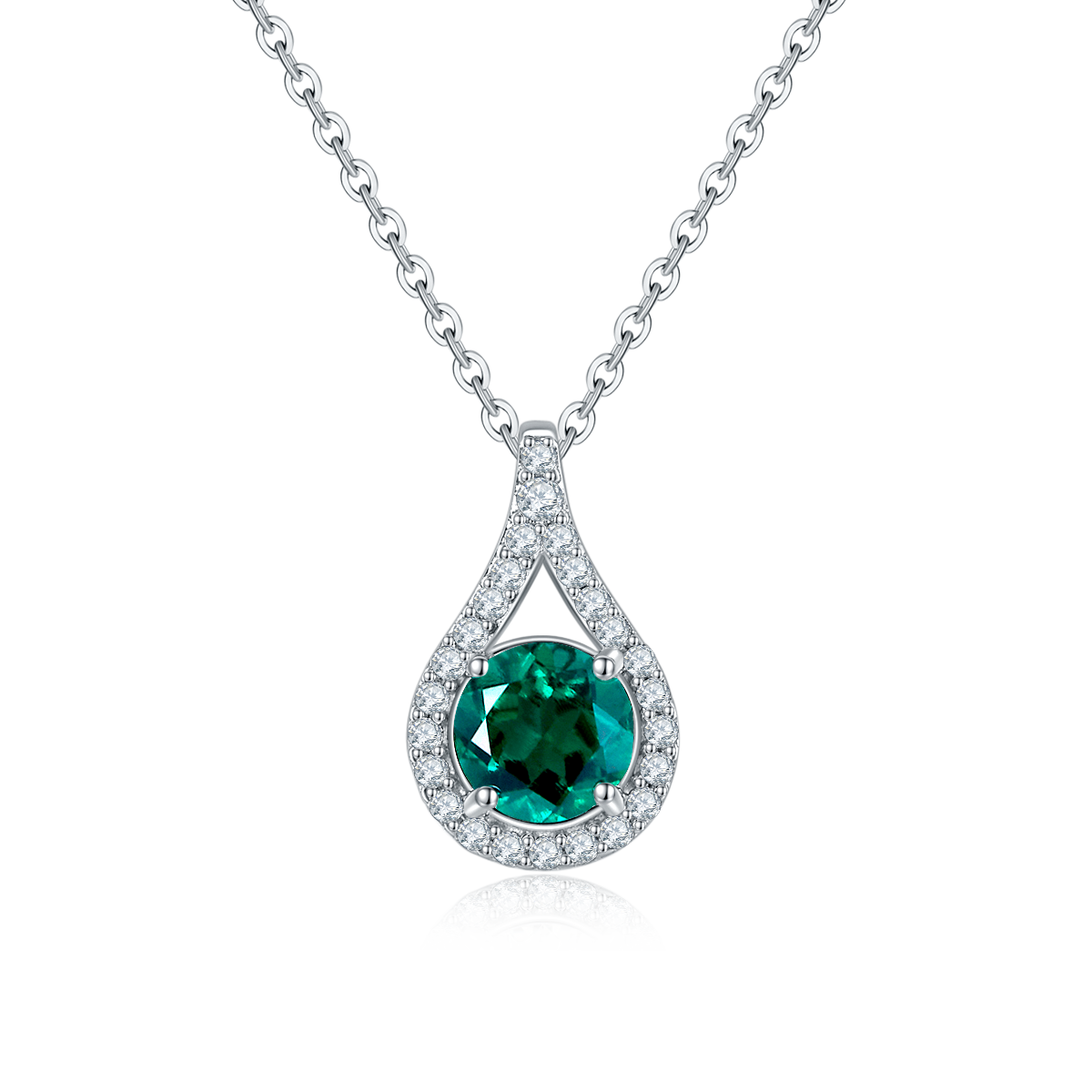 S925 Collier en argent sterling Teardrop Halo
