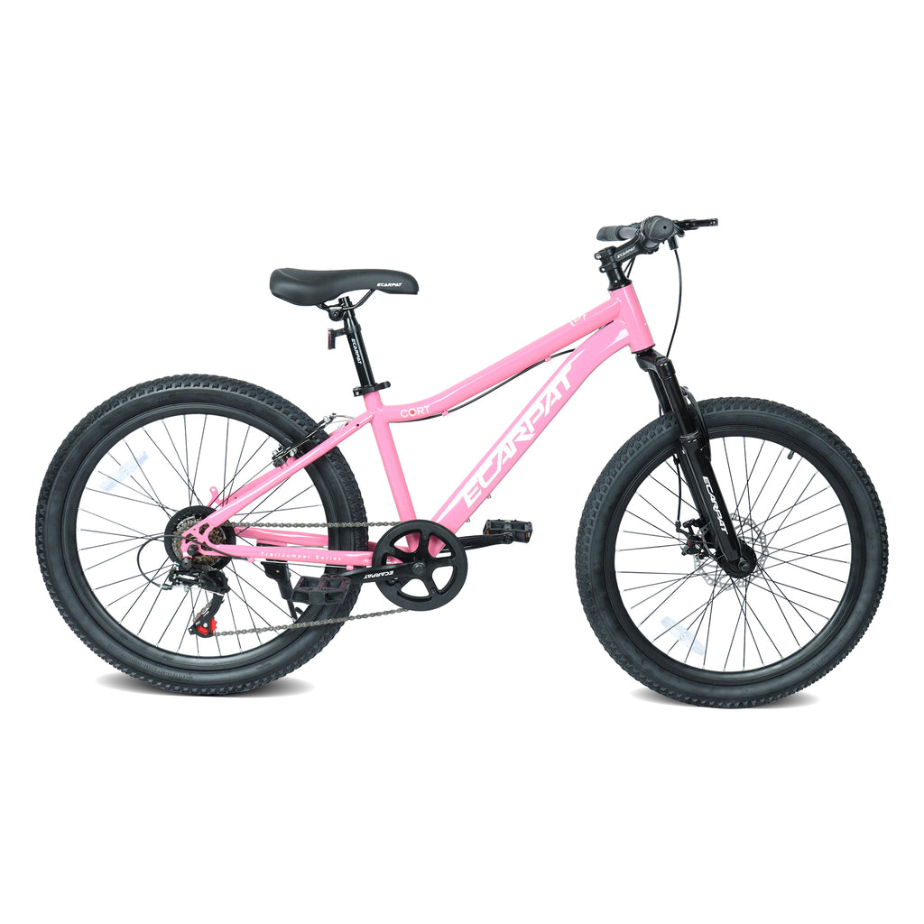 Vélo de montagne jeune 24 pouces avec 7 vitesses et suspension avant Cadre en acier durable