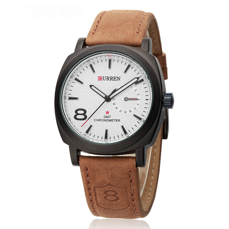 Montre en cuir mat neutre