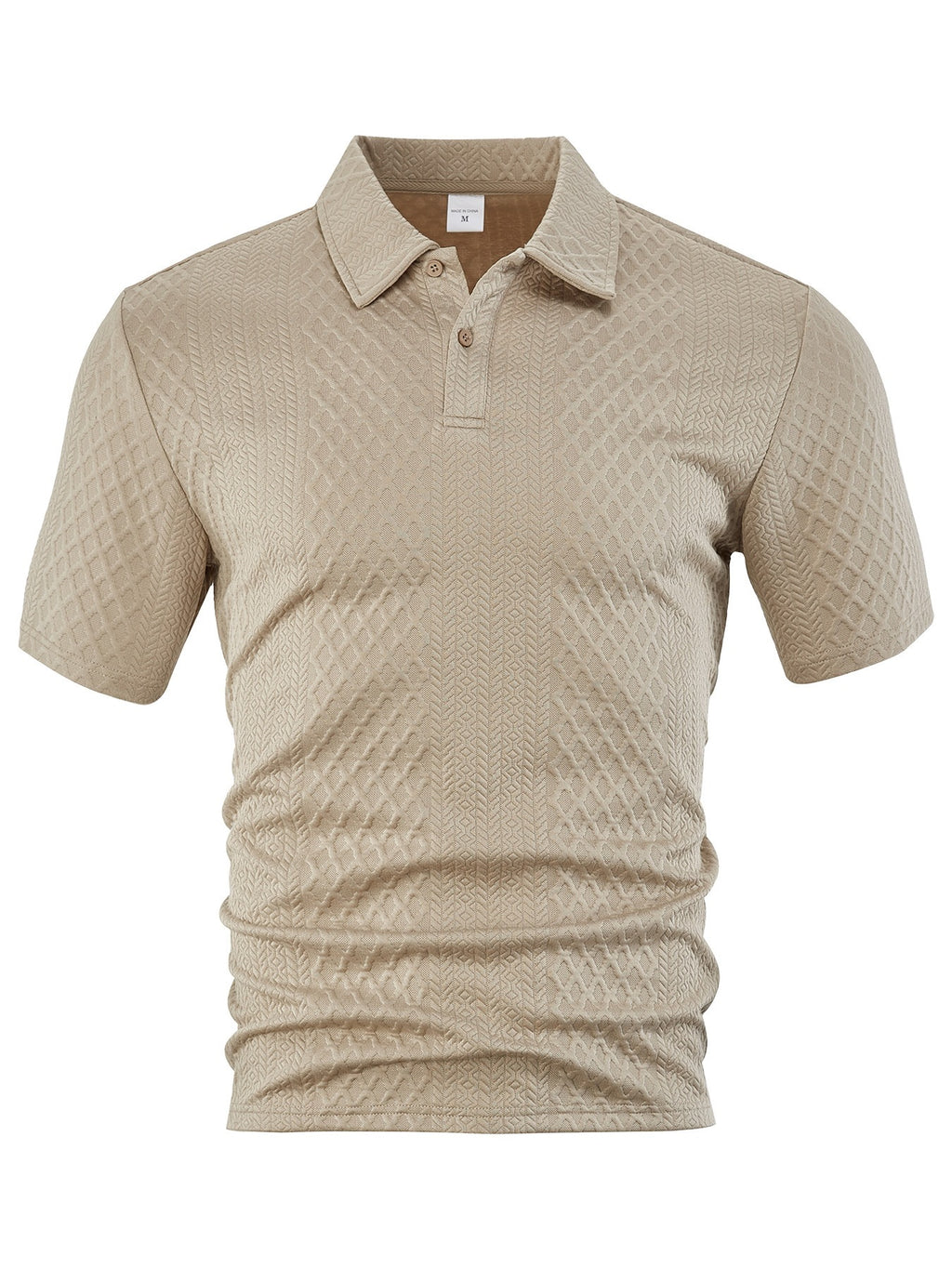 Men's Summer Thin Loose Respirant Solid Color Jacquard Tissu Lapel Short Sleeve Polo Shi