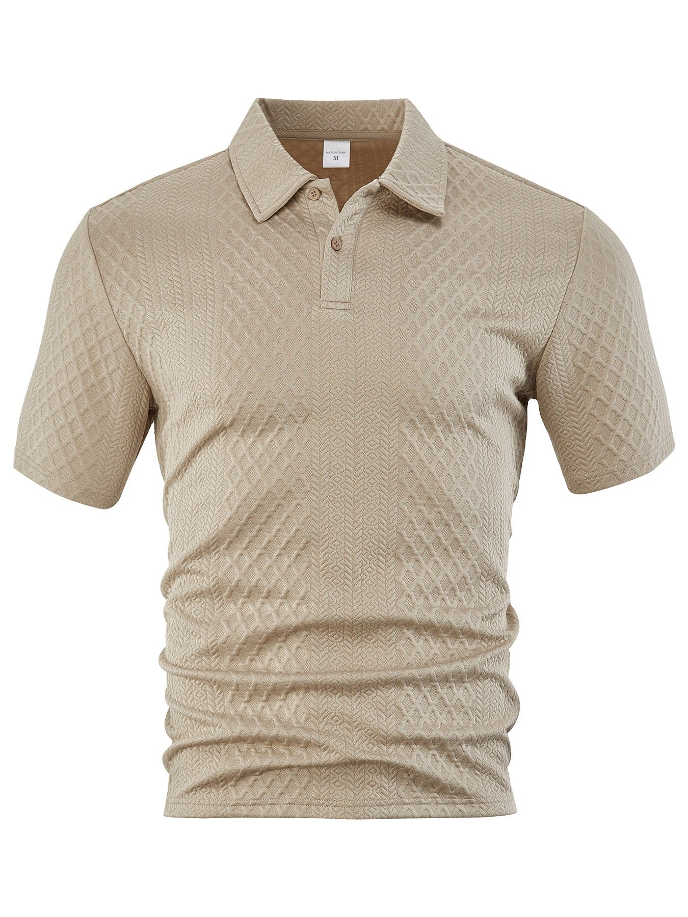 Men's Summer Thin Loose Respirant Solid Color Jacquard Tissu Lapel Short Sleeve Polo Shi