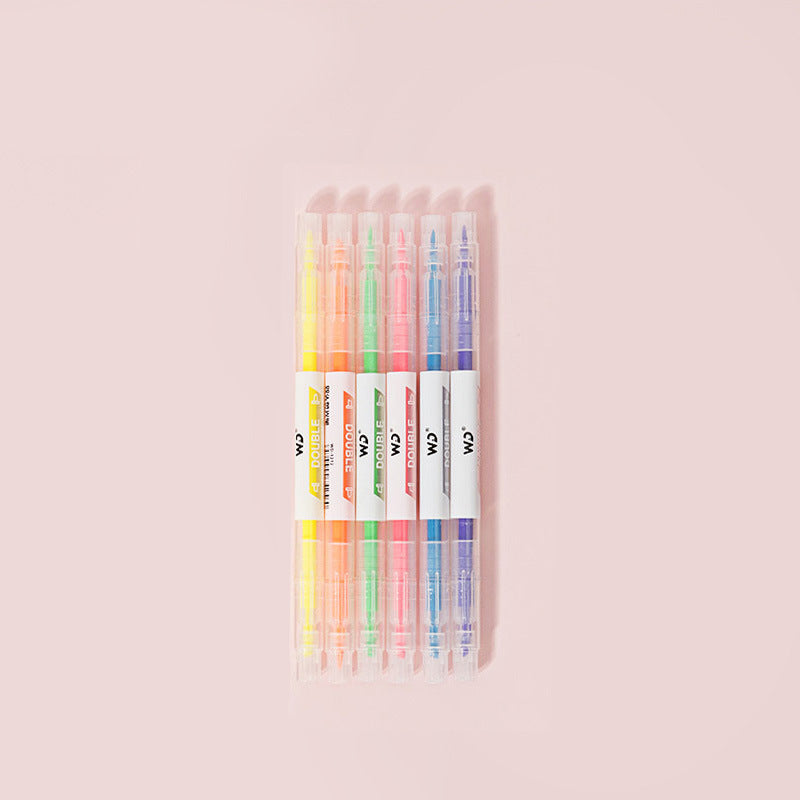 Stylo marqueur à double tête 6 couleurs