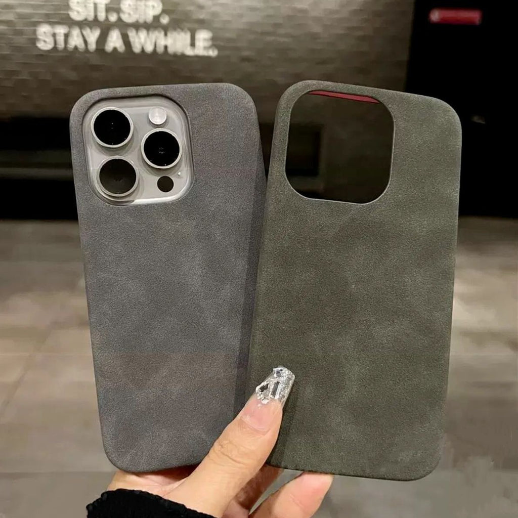 Boîtier de téléphone haute qualité en couleur solide Suede
